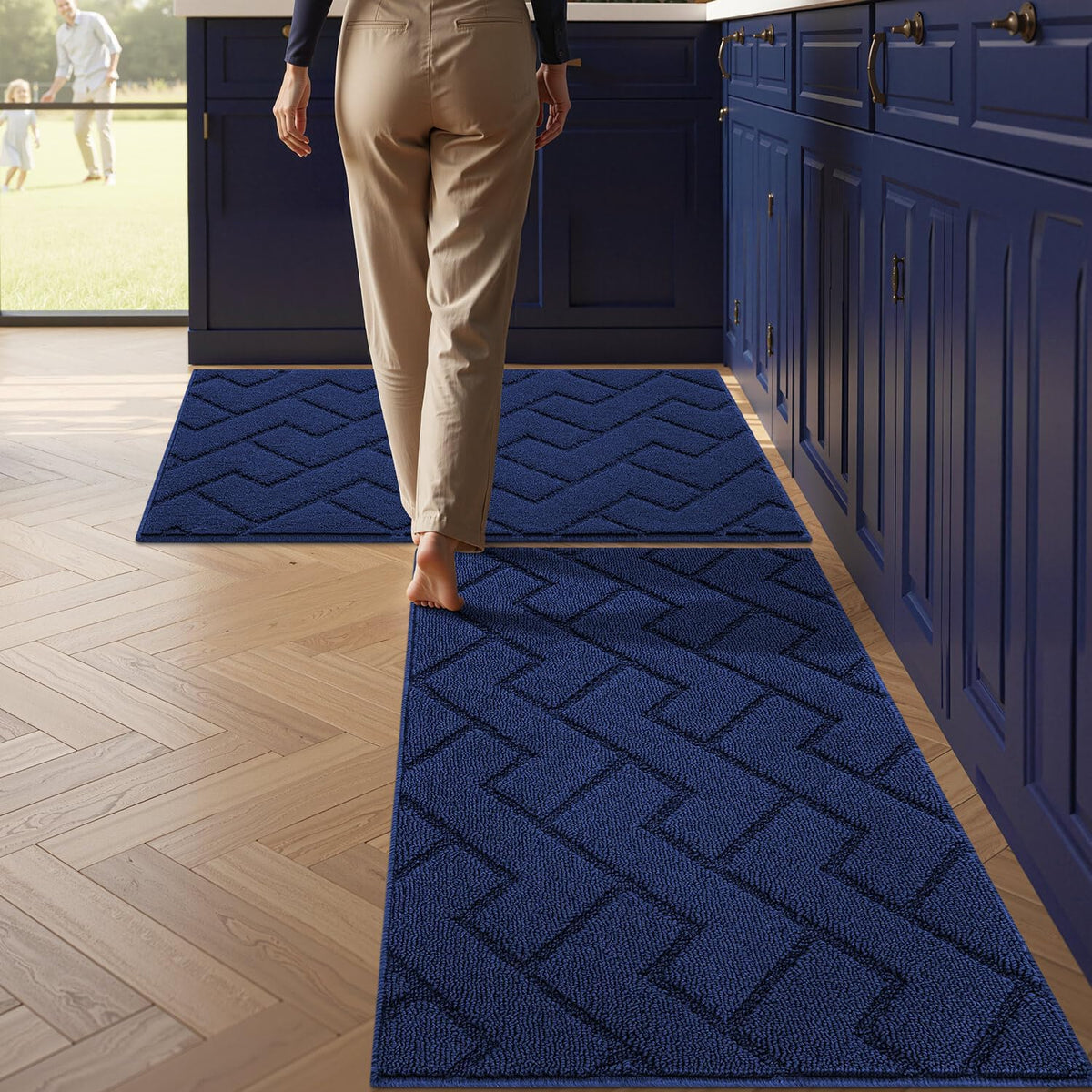 hicorfe Kitchen Runner Rug,20"x48"+20"x32" Kitchen Set,Non-Slip Kitchen Mat