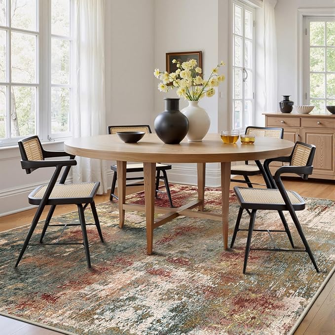Washable Area Rugs Square 7ft Non-Slip Modern Abstract Soft - Image 8