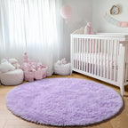 ONASAR Light Purple Round Area Rugs 5ft, Soft Bedroom Circle Rug Floor Mats - Image 8