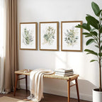 WRFON Framed Sage Green Botanical Wall Art Set of 3, Watercolor Eucalyptus & Wild Plant Canvas Prints, Minimalist Green Wall Decor for Living Room Bedroom Bathroom, 12x16 Inches