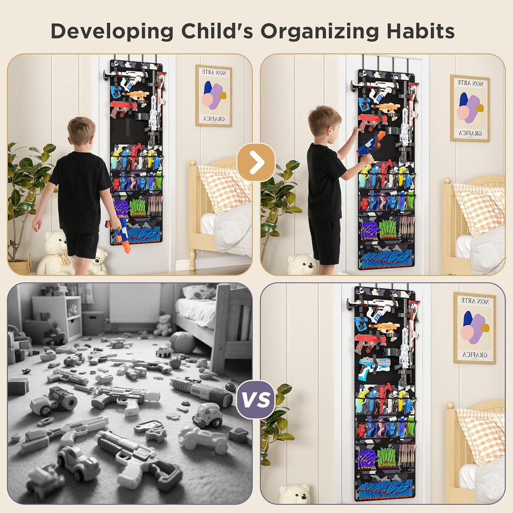 Mefirt Over the Door Storage for Nerf Guns, Hanging Toy Blasters Organizer
