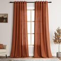Terracotta Linen Curtains 102 Inches Long by Nanspring