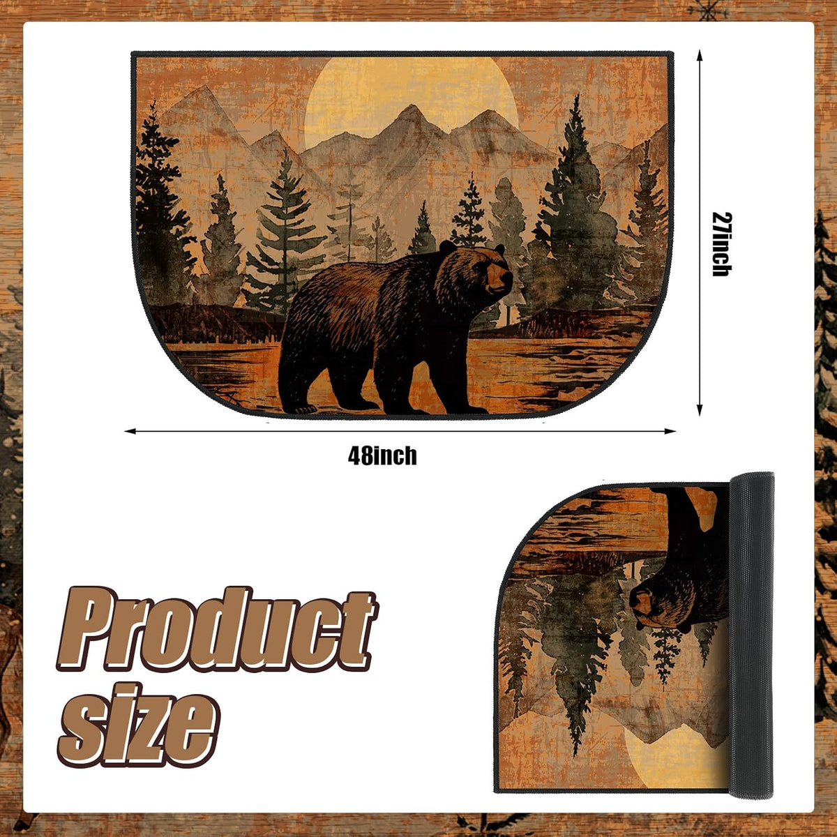 Demissle Fireplace Hearth Rug, Bear, 27 x 48 Inch
