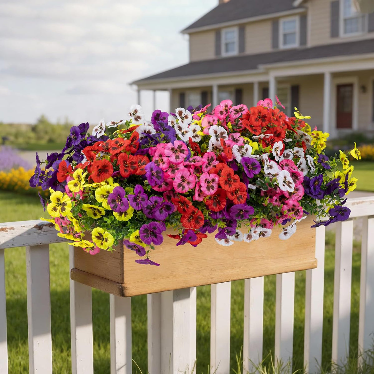 24 Bundles Artificial Fake Flowers Plants for Outdoor Decoration(6 Color)