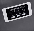 Amazon Basics Portable Space Heater with Remote Control, Adjustable Thermostat, Indoor Use, Energy-Saving Setting, LED Display, Classic Wood Casing, 1500W, 12"D x 13"W x 16"H, Brown