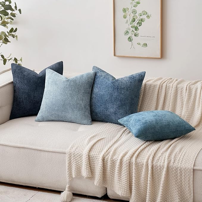 MIULEE Pack of 2 Couch Throw Pillow Covers 16x16 Inch Coastal Smoke Blue Modern - Image 3