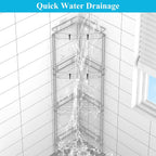 HuggieGems Metal Floor Standing Corner Shower Caddy, Gray, 4 Tier