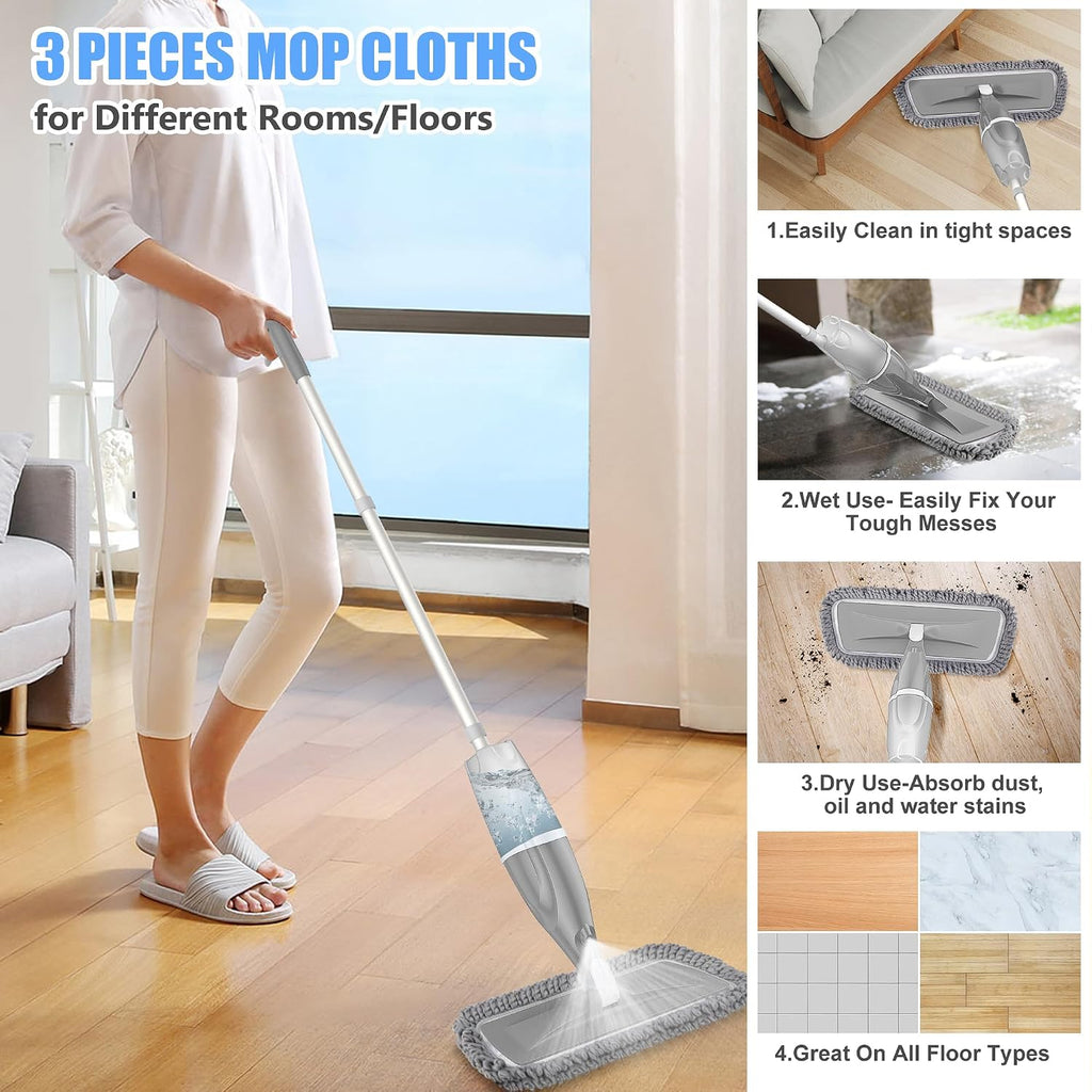 Microfiber Spray Mops for Floors Cleaning: Wet Dust Mop Hardwood Floor Mop