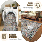 Washable Area Rug 5' x 7' Vintage Traditional Persian Mat - Image 7