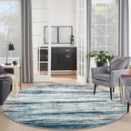 KOZYFLY Round Washable Rugs 6Ft Modern Abstract Ombre Rug - Image 3