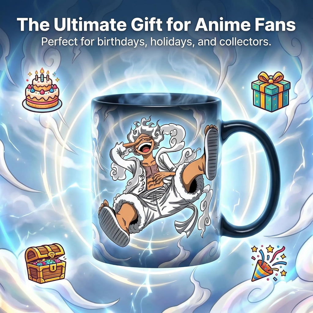 PUMPCAR 11 OZ Magic Heat Changing Color Flying G5 Cup Coffee Ceramic Mug for Anime Lovers Office Manga Pirate Gifts One Piece Merch Accessories Hot and Cold Drinks for Men Women Gifts