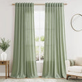 Sheer Light Sage Linen Curtains 102 Inches Long Rod Pocket Back Tab Drapes 2 by Nanspring