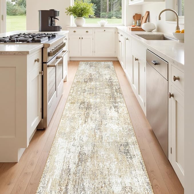 Washable Area Rugs 2'x8' Non-Slip Modern Abstract Soft by RELEANY