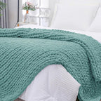 Bigacogo Chunky Knit Throw Blanket by Bigacogo