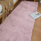 ORINOVA Pink Fluffy Washable Faux Rabbit Fuzzy Fur Area Rugs - Image 2