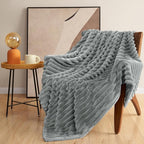HIMEET Grey Ribbed Queen Size Blanket - Image 9