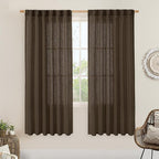 LAMIT Linen Curtains 68 Inch Length 2 Panels, Light Filtering Panels Back Tab by LAMIT