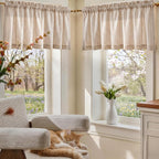 jinchan Linen Boxter Stripe Valances for Window 50 x 16 inch, Tan,1 Panel