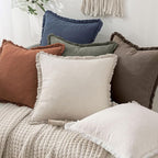 MIULEE Decorative Throw Pillow Covers Neutral Linen Fringe Throw Pillows Set of - Image 6