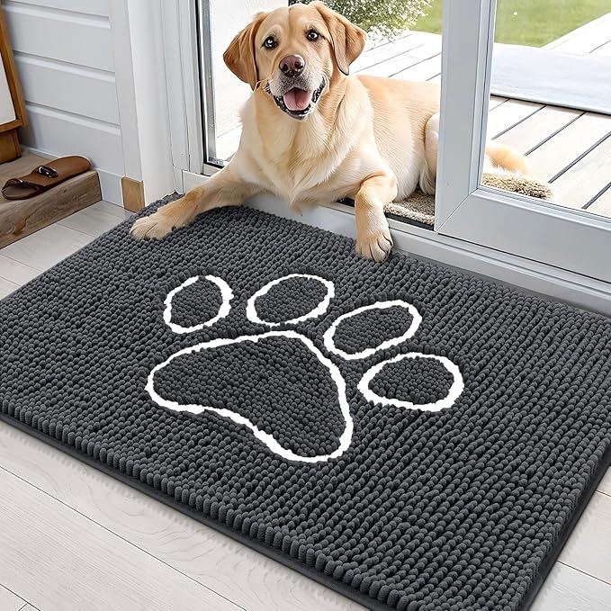 OLANLY Dog Door Mat for Muddy Paws 36x24, Paw Print Design, Absorbs Moisture by OLANLY