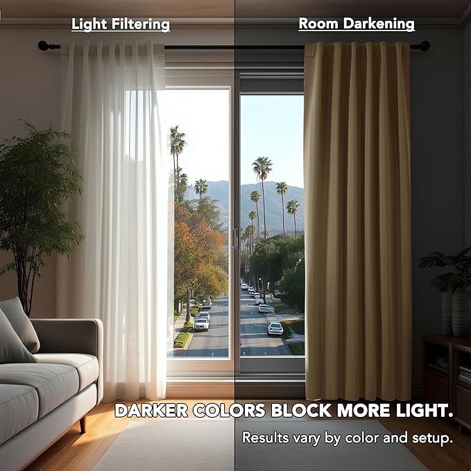 Deconovo Blackout Curtains, Thermal Insulated, W70 x L95 2 Panels, Back Tab - Image 3