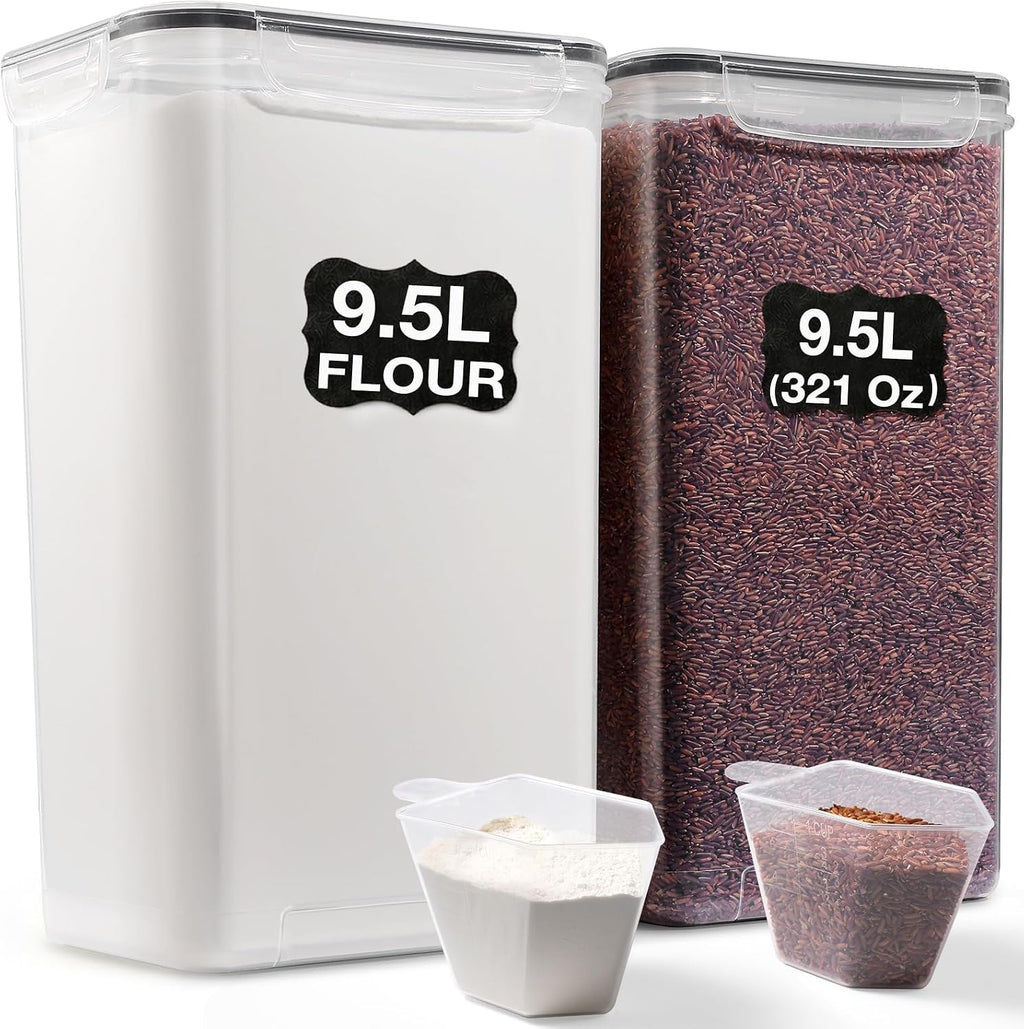 Gorpuire 2-Pack (9.5L | 321 Oz) Extra Large Bulk Food Storage Containers