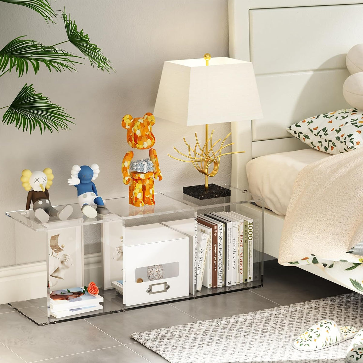 Acrylic Bookcase, 3 Tier Clear Floor Standing Bookshelf, 31.5 inch Tall Display Cube Storage Shelf Home Decor Furniture for Home, Office, Living Room, Bedroom