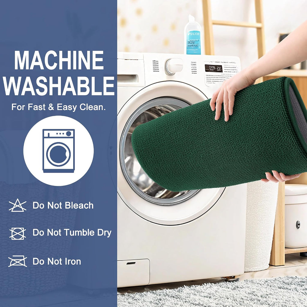 OLANLY Memory Foam Small Bathroom Rugs 24x16, Absorbent Mat, Blackish Green