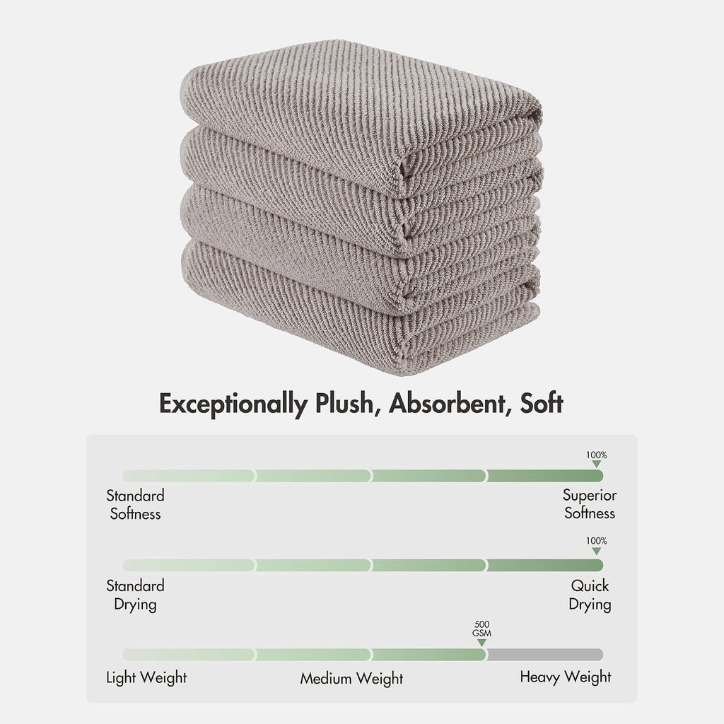 Madison Park 100% Zero Twist Cotton 4 Piece Bathroom Bath Towels, Grey