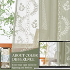 jinchan Belrose Sage Green Floral Sheer Curtains - Image 8