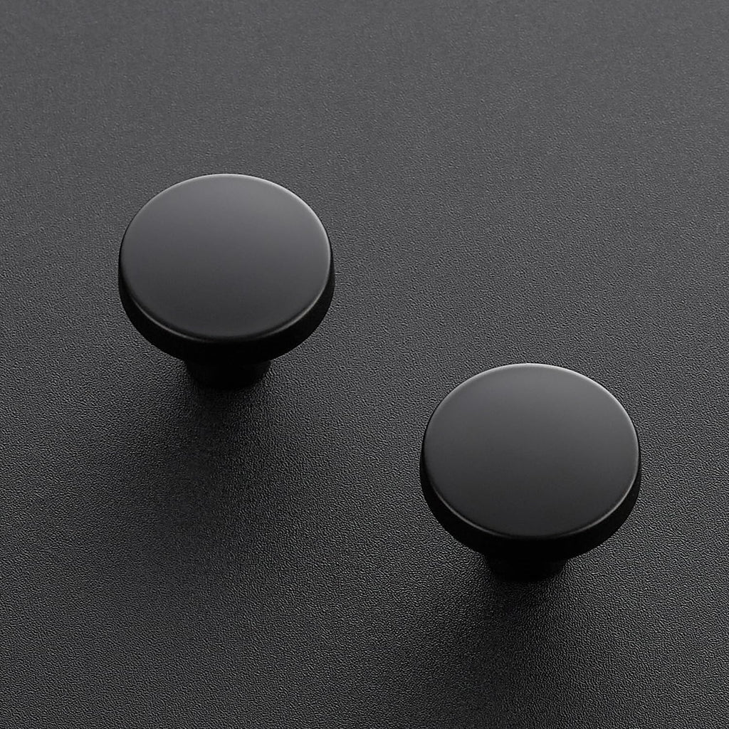Ravinte Matte Black Cabinet Knobs Solid Pulls Single Hole 5 Pack