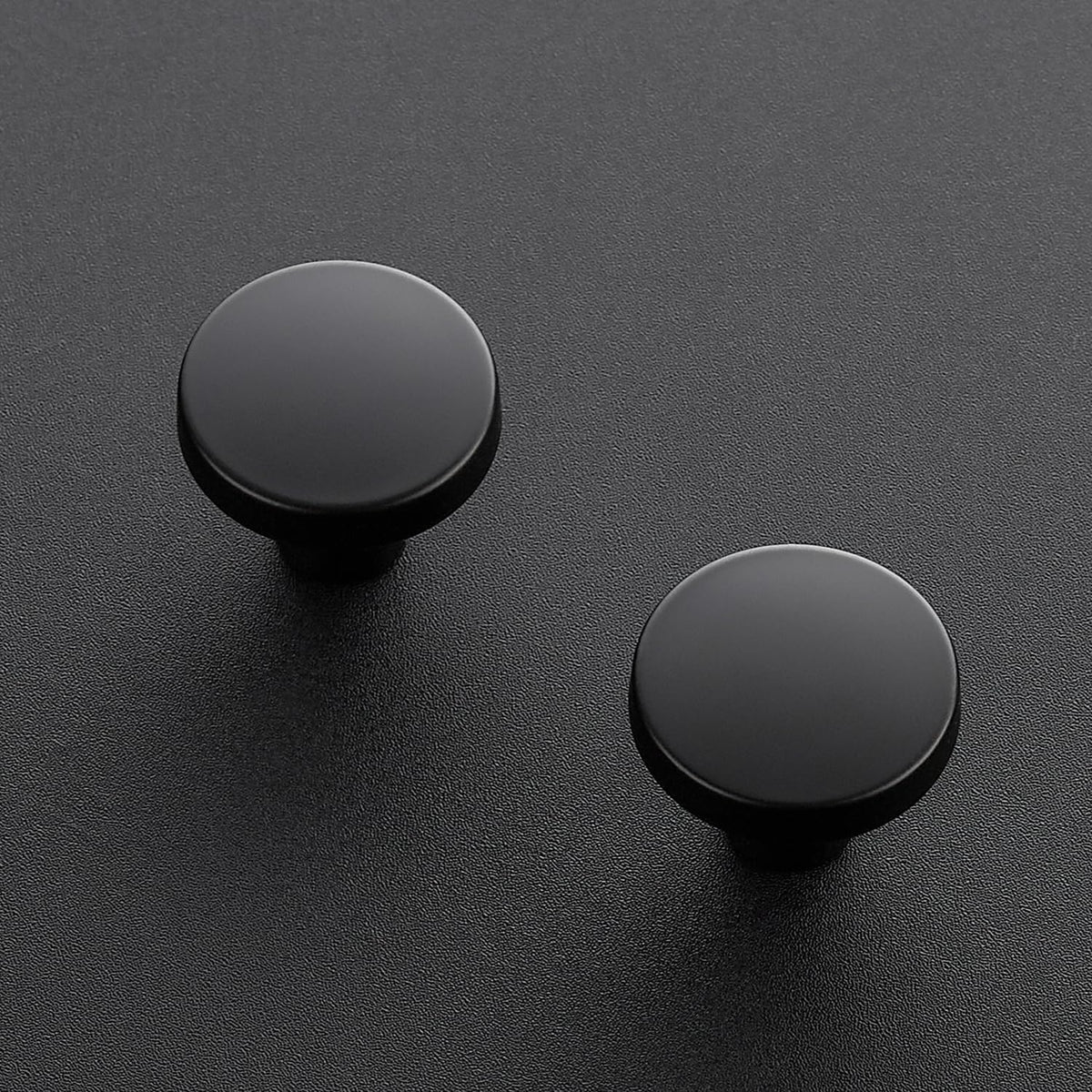 Ravinte Matte Black Cabinet Knobs Solid Pulls Single Hole 5 Pack