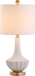 JONATHAN Y Parker Ribbed Ceramic Gourd Nightstand Table Lamp 21.5", White