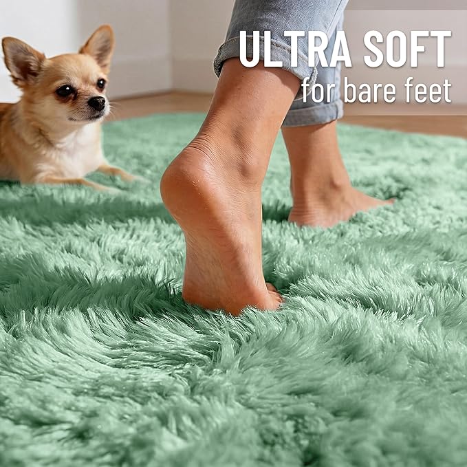 OLANLY Mint Green Round Rugs for Bedroom - Image 4