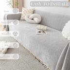 HANDONTIME Grey Sofa Cover for Couch Boho Couch Cover for 3 Seat Dog Couch - Image 8