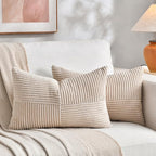 Fancy Homi 2 Packs Tan Long Lumbar Decorative Throw Pillow Covers 12x24 Inch by Fancy+Homi