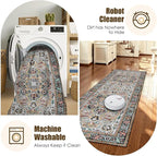 Washable Area Rug 2'6'' x 8' Vintage Traditional Persian Mat - Image 7