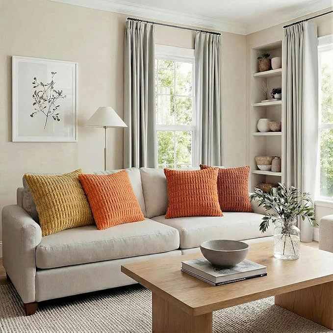 Fancy Homi Set of 4 Burnt Orange Fall Boho Decorative Throw Pillow Covers 26x26 - Image 6