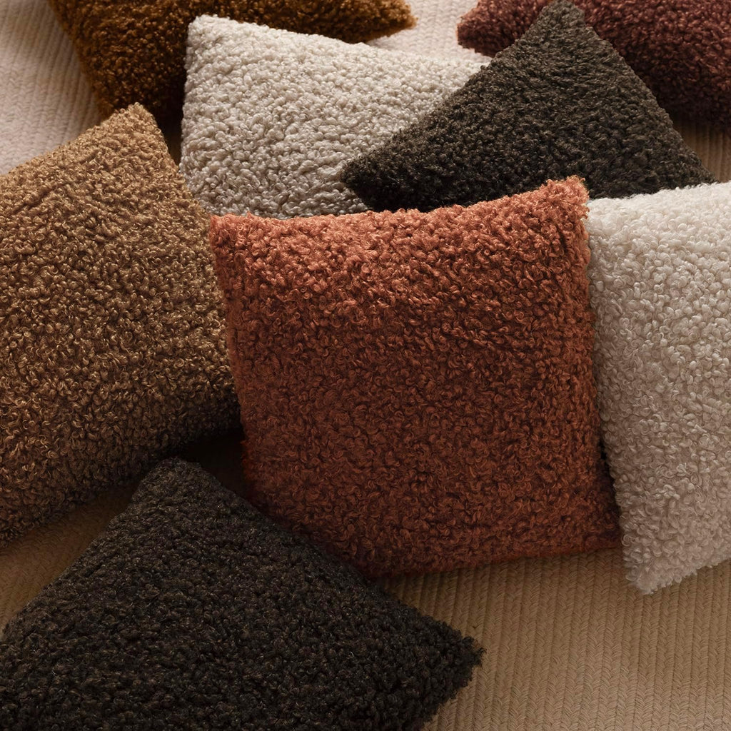 Foindtower Decorative Fuzzy Faux Fur Throw Pillow Covers 18x18 Dark Brown