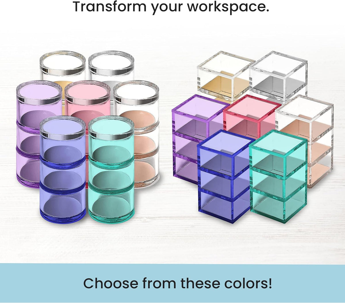 3-Tier Stackable Acrylic Holder, Clear with Gold Metal Base