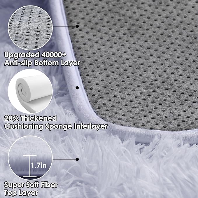 ONASAR White Runner Rugs for Bedroom Living Room, Luxury Bedside Fluffy Area - Image 3