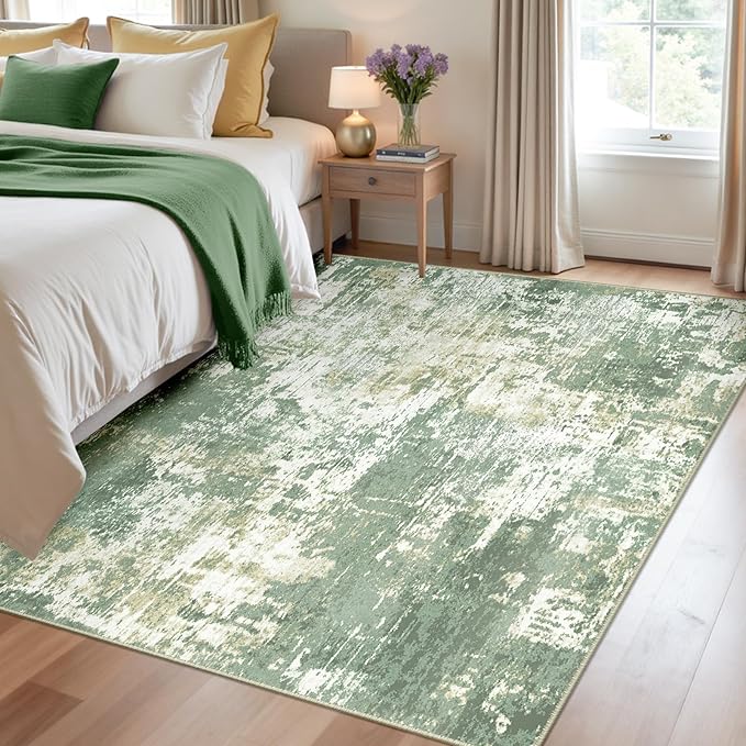 Washable Area Rugs 4'x6' Non-Slip Modern Abstract Soft - Image 2