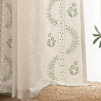 jinchan Belrose Linen Curtains for Bedroom Floral Curtains 72 Inch Length Linen - Image 9