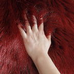 linmopm Faux Fur Rug Sheepskin Shag Fluffy Fuzzy Red 3x3 ft Rugs - Image 3