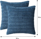 Pack of 2 Corduroy Decorative Throw Pillow Covers 18x18 InchSoft Boho Striped - Image 7