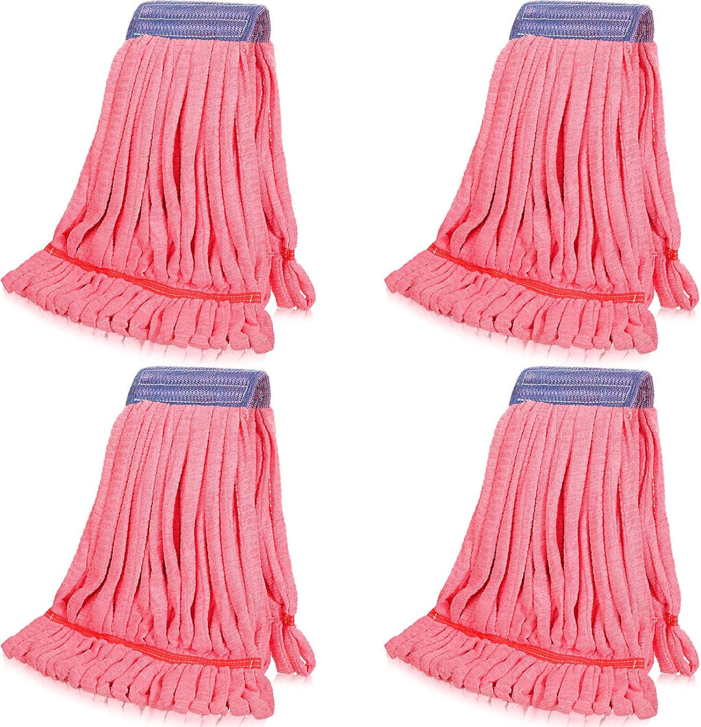 Lallisa 4 Pcs Microfiber Mop Heads Replacement Tube, Large, Red