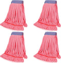 Lallisa 4 Pcs Microfiber Mop Heads Replacement Tube, Large, Red