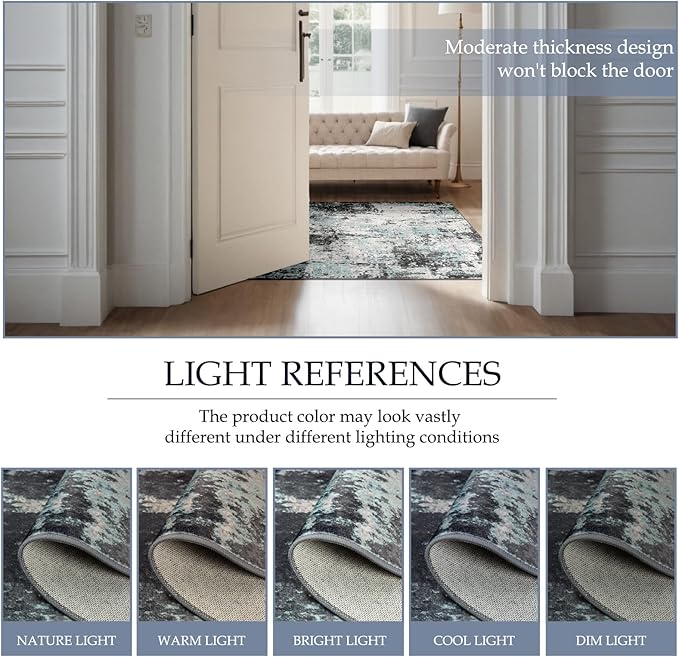 Washable Area Rugs 8'x10' Non-Slip Modern Abstract Soft - Image 3