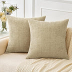 MIULEE Pack of 2 Beige Throw Pillow Covers 16x16 Inch Soft Chenille Pillow by MIULEE