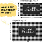 KILOCOCO Buffalo Plaid Checkered Rug 3x5 ft Black White Front Door Rug
